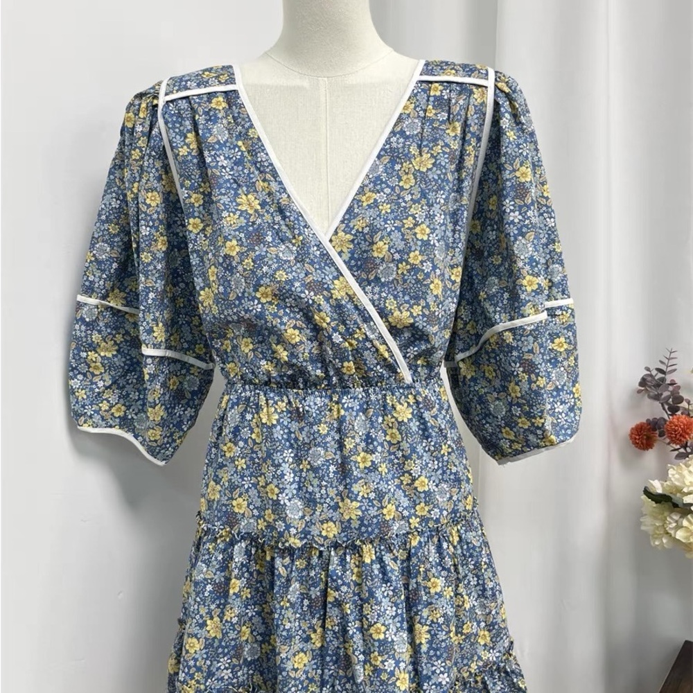 Just My Size Blue and Yellow Ruffled Sundress
